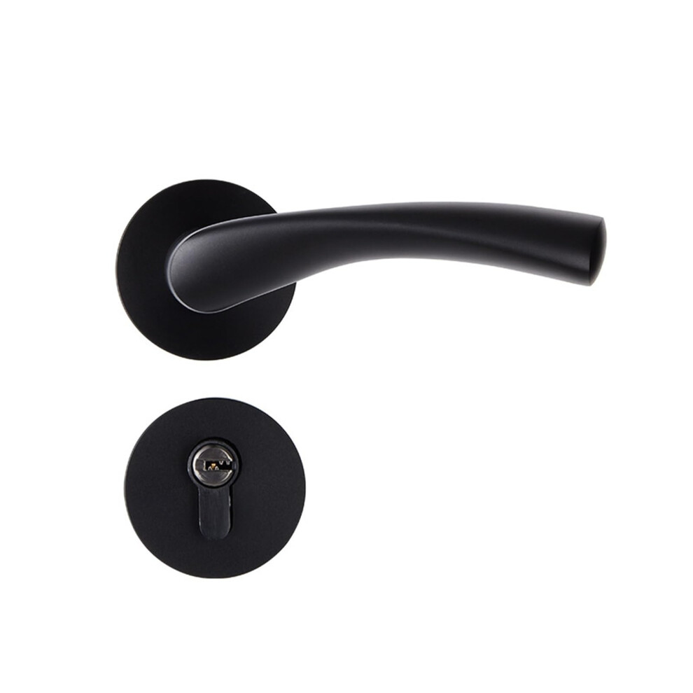 Black Interior Door Lock With Magnetic Silent Mechanism, Modern Lever Handle For Bedroom Privacy 9001264025762