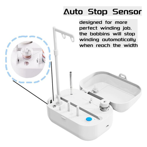 Automatic Bobbin Winder with Auto Stopper, Large Spool Thread Holder for Sewing Machine Thread Winding Use 2
