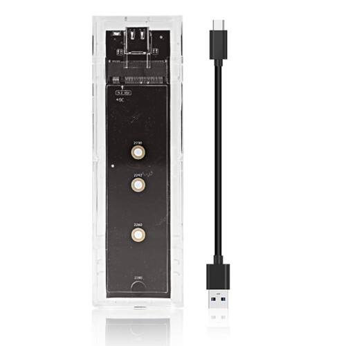 M.2 NGFF  Dual Protocol SSD Case Clear USB Type C 10Gbps PCI-E M2 SSD Transparent External Enclosure Hard Disk Box 1