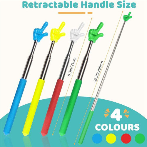 4 Pcs Teacher Pointer Stick Telescoping Hand Pointer Retractable Pointer Finger Reading Aid for Presentation Whiteboard 2