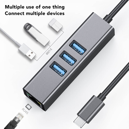 Ελαφριά ευρεία συμβατότητα USB C Hub With4Ports SuperSpeed Data Hub τύπου C, κέλυφος από κράμα 1