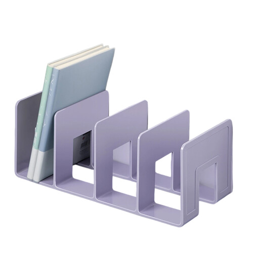 Acrylic Bookend for Shelf 4 Section Book End Desktop-Purple