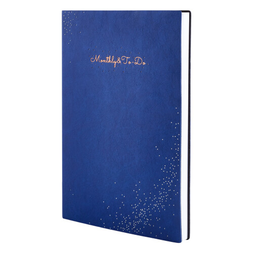 Leather Monthly Planner 18 Month Undated Notebook-blue