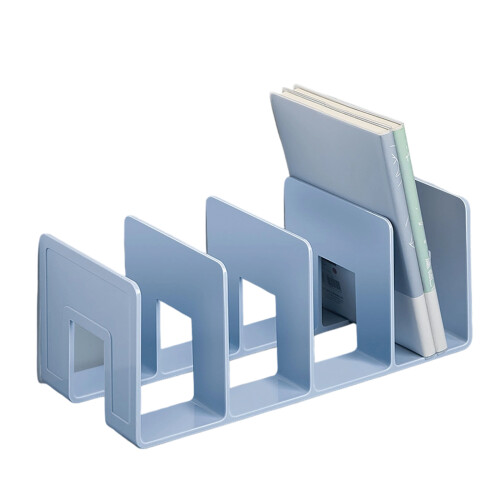 Desk Book End 4 Compartments Acrylic Bookend Space Saving-Blue