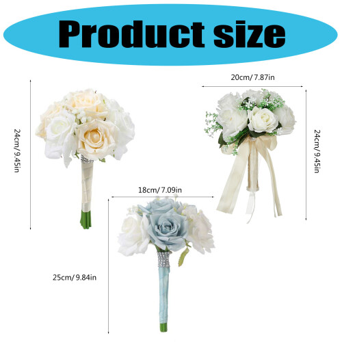 Comfortable Artificial Roses Wedding Bouquets-Snow silhouette 2