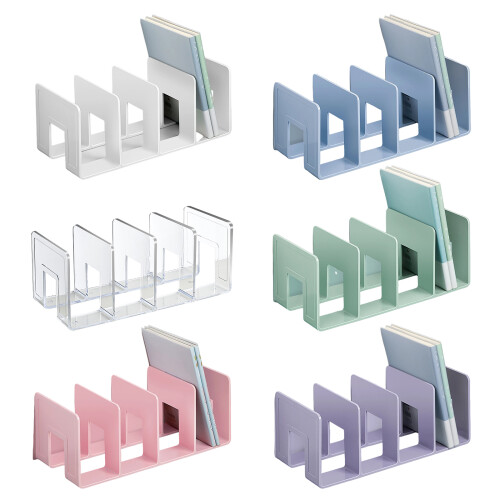 Desk Book End 4 Compartments Acrylic Bookend Space Saving-Blue 1