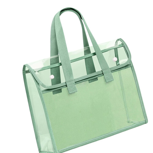 Water Resistant Clear PVC Document Organiser Double-Green