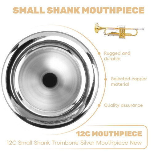 12C Small Shank Trombone Silver Mouthpiece New 2