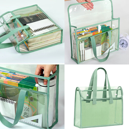 Water Resistant Clear PVC Document Organiser Double-Green 1