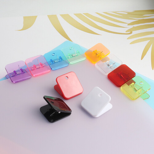 10Pcs Acrylic Paper Clip Square Paper Clamp Document-White 1
