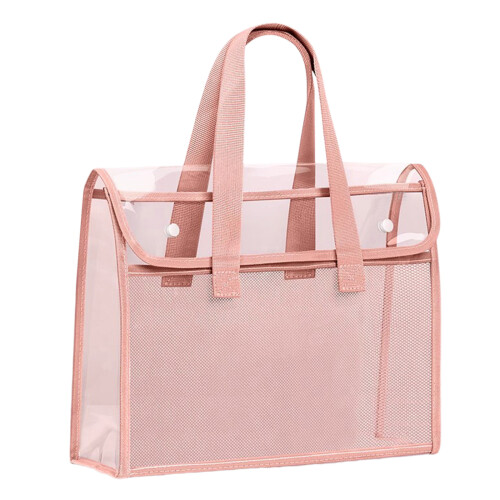 Mallette de transport de documents en PVC transparent, sac-Rose