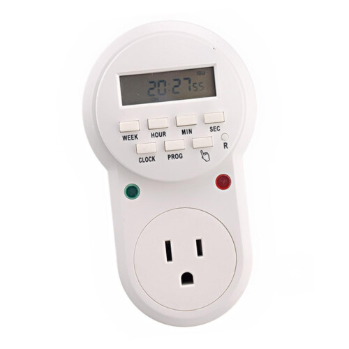 63A Programmable Digital Timer Switch with Dual Outlets, Weekly Schedule, Indoor Outdoor Use