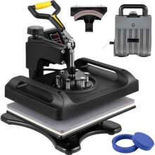 Prensa Caliente 5 en 1-Duoku-38 x 38 cm-Rotación a 360 Pivoteante-para Impresión de Camisetas-Doble Tubo-Negro