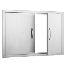 Puerta de acceso Doble - DUOKU - 889 x 610 mm - Acero Inoxidable - Manijas Incluidas - Vertical Encastrada
