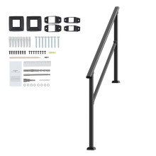 Corrimão de escada - DUOKU - FG-45 - Aço Carbono - 4 a 5 Degraus - Preto