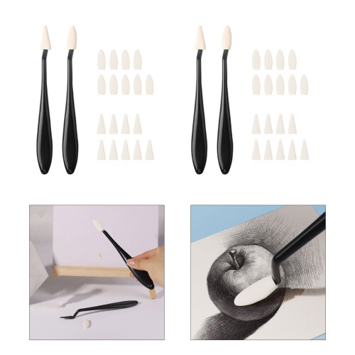2Pcs Art Blending Stump Sketching Erasing Tool with 20-Yellow 1