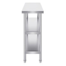 Table de Travail Cuisine Acier Inoxydable-Duoku-Table de Préparation-356 x 1219 x 864 mm-avec 2 Étagères Inférieures Réglables