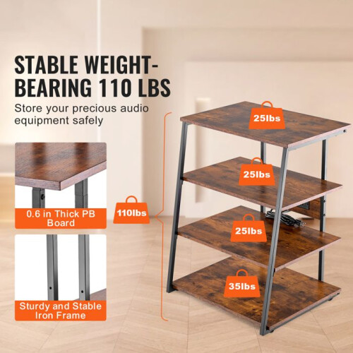 Supporto Multimediale AV - DUOKU - CSF-MS24301 - 4 Livelli - Scaffali Regolabili - Luci LED 2