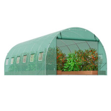 Serre Tunnel - DUOKU - 19,4 x 9,7 x 6,5 Voet - Gegalvaniseerd Staal - Groene PE Dekking - Schuifdeur