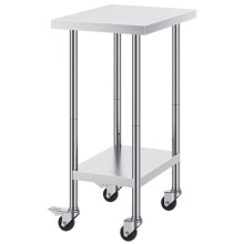 Table de Travail Cuisine Acier Inoxydable-Duoku-Table de Préparation-610 x 457 x 954,6 mm-avec 4 Roues et Hauteur Réglable
