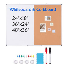 Combo Tableau Blanc et Tableau en Liège-Duoku-48"x36"-Cadre en Aluminium-2 en 1-pour Bureau, L'école et Maison