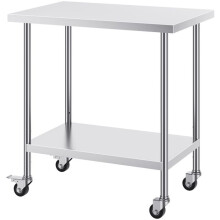 Table de Travail Cuisine - DUOKU - GZT910*610J - Acier Inoxydable - 4 Roues - Hauteur Réglable