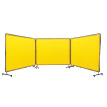 Laserscherm-Duoku-6' x 8' met Vlamwerende Vinylbescherming met 3 Panelen op 12 Draaibare Wielen-Geel