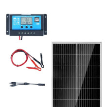 Duoku 100 W Monokristallines Solarpanel - Monokristallines Solarpanel 12 V + Controller - IP68 wasserdicht