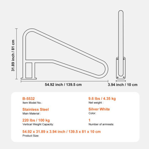 Rampas de Piscina - DUOKU - 55 x 32 polegadas - Aço Inoxidável - Antiferrugem - 100 kg 1