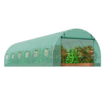 Serre Tunnel - DUOKU - 29,2 x 9,7 x 6,5 Voet - Gegalvaniseerd Staal - Groene PE Bedekking - Glijdende Deur