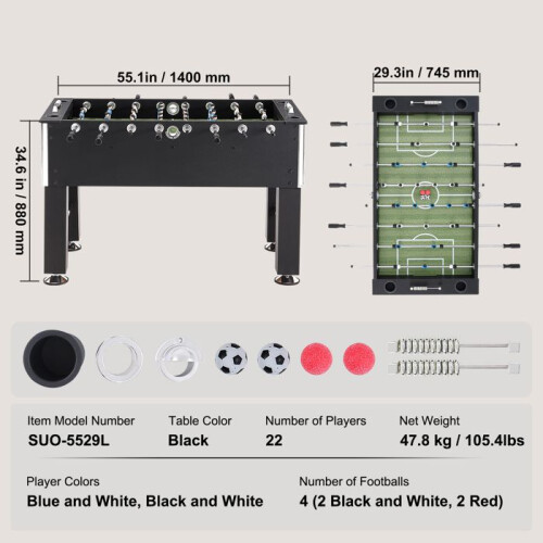 Futebol de mesa - DUOKU - SUO-5529L - 55 polegadas - Mesa de jogo interna - Preto 1