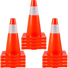 Signaalconussen-Duoku-Set van 12, 18 inch-Veiligheidsparkeerc cones-met PVC basis-Oranje signaalconussen