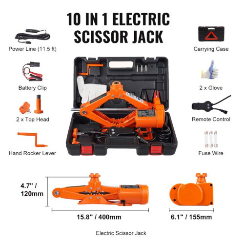 Macaco elétrico - DUOKU - Macaco de tesoura 3T - 5 t - 155-450 mm - 12 V 1