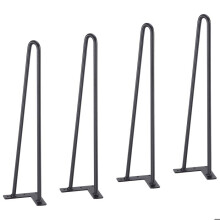 Pieds de Table en Épingle à Cheveux - DUOKU - 482 mm - Lot de 4 - Métal Noir - Charge 227 kg