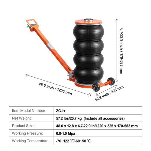 Macaco pneumático - DUOKU - ZG-I+ - 6 toneladas - Coluna elevada - Cabo ajustável 1