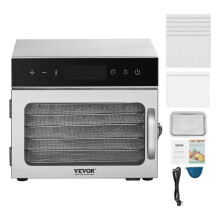 Disidratatore Alimentare - DUOKU - H6 - 6 Vassoi in Acciaio Inossidabile - 400W - Temperatura Regolabile