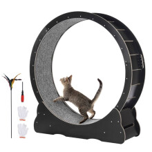 Roda de Exercício em Madeira para Gato-Duoku-43,3" de Largura-para Gatos de Interior, Tapete Removível, Brinquedo, Seguro e Durável