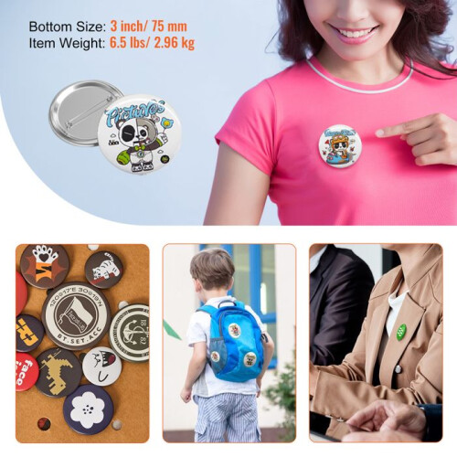 Abzeichen Komponenten - DUOKU - Set von 200 Ansteckknöpfen - 75 mm - Multicolor - DIY 1