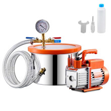 Kit di Camera a Vuoto-Duoku-1,5 Gallone e Pompa di 3,5 pi3/min-Inox-A un Piano-Resina di Degassaggio, Silicone, Epossidico