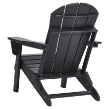 Chaise de jardin - DUOKU - Ensemble de 2 - Pliable - HDPE - Porte-gobelet - Noir