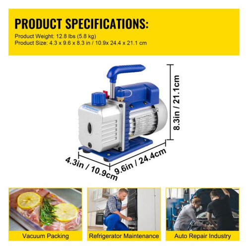 Vacuumpomp - DUOKU - 1/4 HP - 1,8 CFM - 55 bar - Elektrisch 1