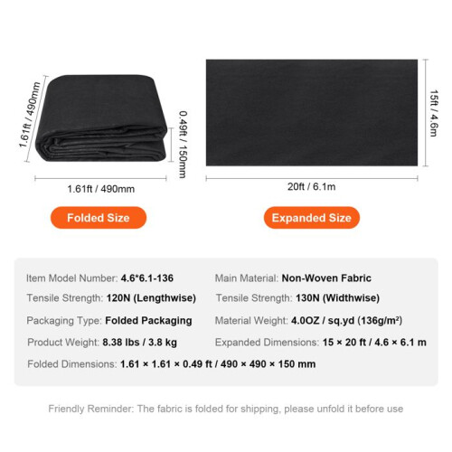 Geotextil-Gewebe - DUOKU - 15x20FT - Robuste 4OZ - Bodenabdeckung - Drainagekontrolle 1