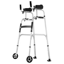 Déambulateur Pliable 2 en 1-Duoku- avec Accoudoirs Amovibles- Hauteur Réglable- Roues Pleines de 5 po- Capacité de 204 kg