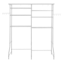 Étagère de Rangement-Duoku-pour Lave-Linge et Sèche-Linge à 6 Niveaux-Etendoir à Linge avec Tringle et Crochets-Blanc