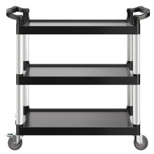 Palvelukärry-Duoku-Mitat 1060x490x980 mm-Robustista Muovista Valmistettu 3 Tasolla-Varustettu 360 Kääntyvillä Rullilla
