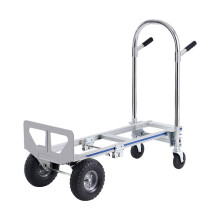 Diabo de Alumínio-Duoku-2 em 1-Capacidade 363 kg-Carro Utilitário Dobrável Robusto-Carro Industrial com Rodas de Borracha