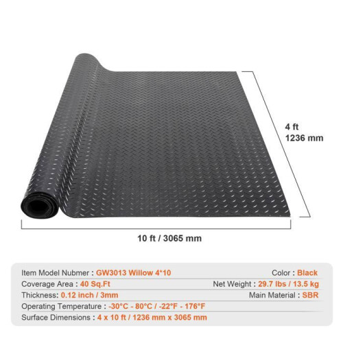 Rivestimento per Pavimenti - DUOKU - 3 mm x 4 ft x 10 ft - SBR - Nero - Interno 1