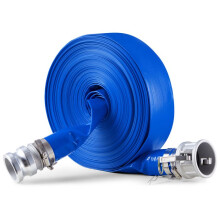 Tuyau de Lavage - DUOKU - 2 po x 100 pi - PVC Bleu - Colliers de Serrage - Raccords Aluminium