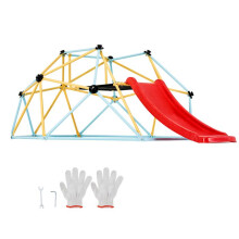 Domo de escalada de 2,4 m-Duoku-Grimpador em Domo Geométrico-Suporta 272 kg com Escorregador-Compatível com Crianças de 3 a 9 Anos