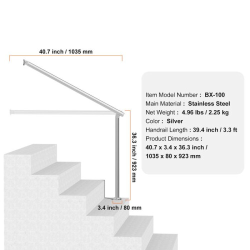 Rambarde für Außenbereiche - DUOKU - BX-100 - 100 cm - Edelstahl - Silber 1